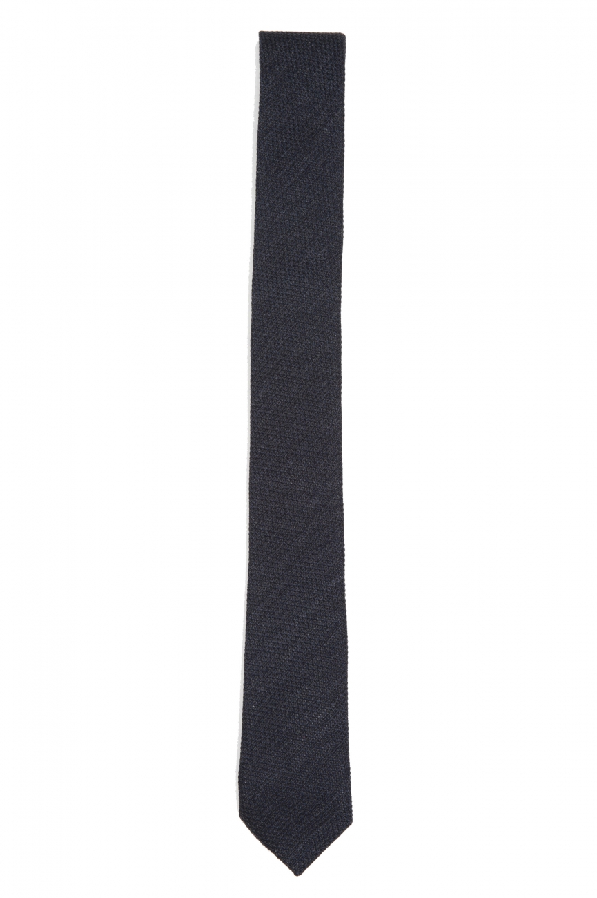 SBU 01569_19AW Cravate classique en laine et soie noir 01