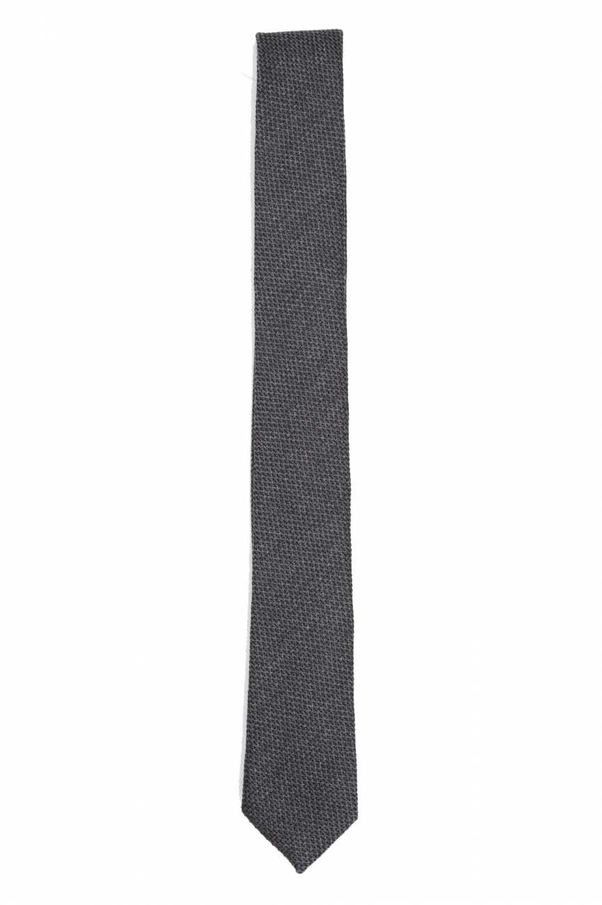 SBU 01570_19AW Classic skinny pointed tie in grey wool and silk 01
