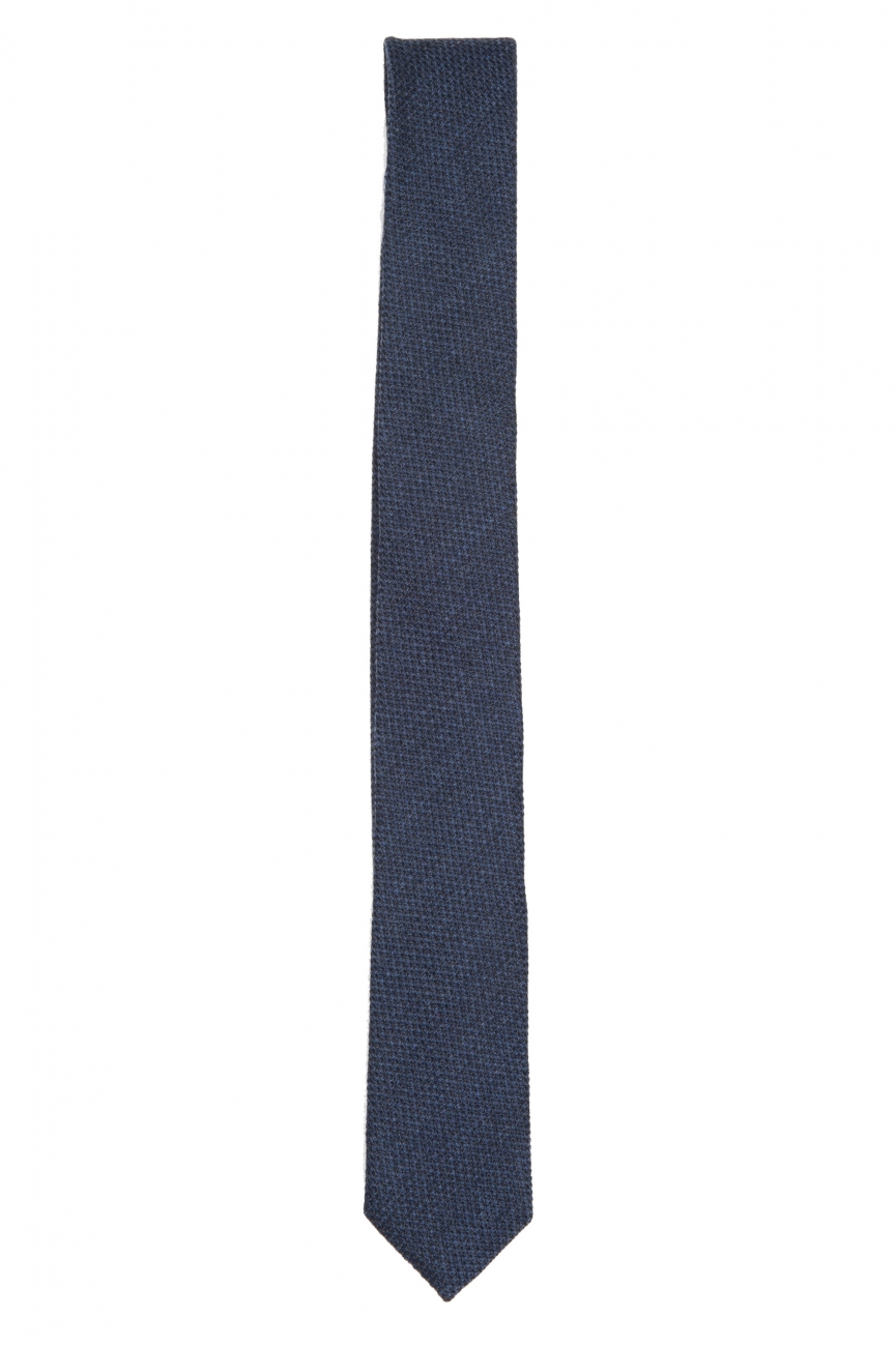 SBU 01571_19AW Corbata clásica de punta fina en lana y seda azul 01