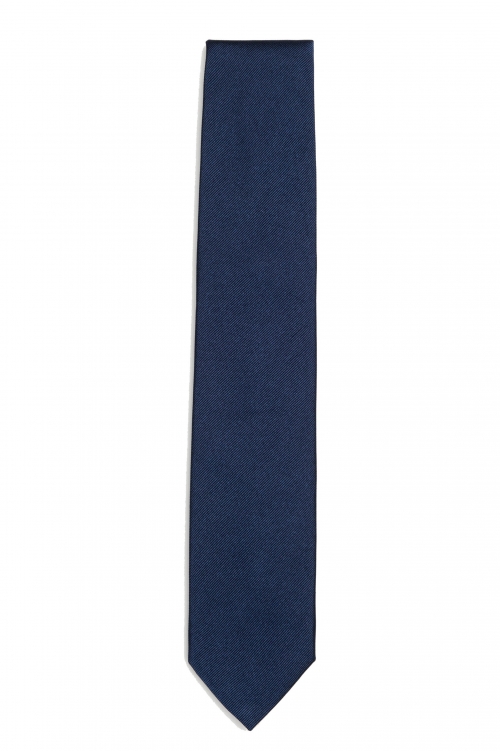 SBU 01574_19AW Cravatta classica skinny in seta blu 01