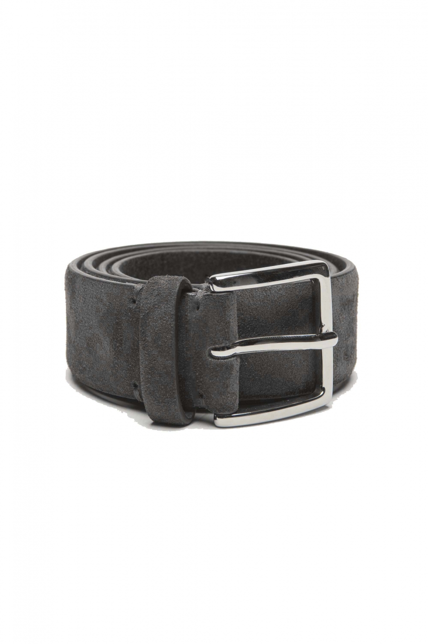 SBU 01242_19AW Classic belt in grey suede leather 1.4 inches 01