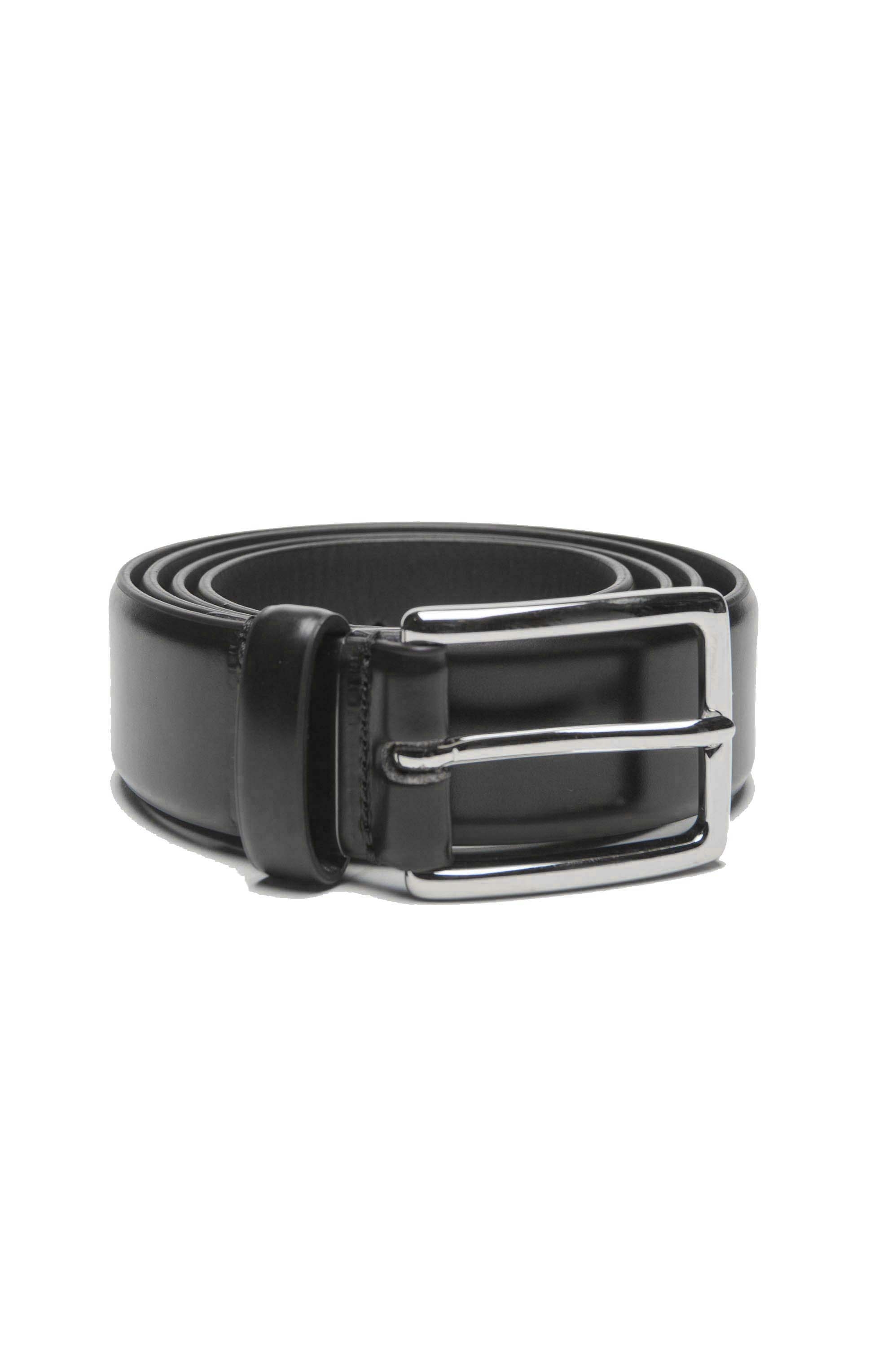 SBU 01244_19AW Cintura classica in pelle spazzolata nera 3 cm 01