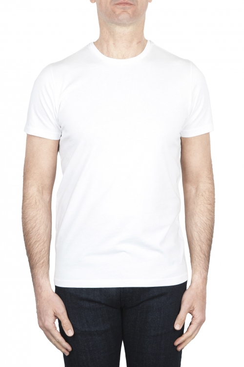 SBU 01792_19AW 手でプリントされたラウンドネックホワイトTシャツ 01