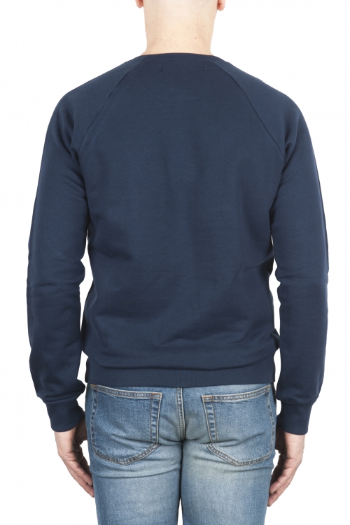 SBU 01796_19AW Hand printed crewneck blue sweatshirt 01