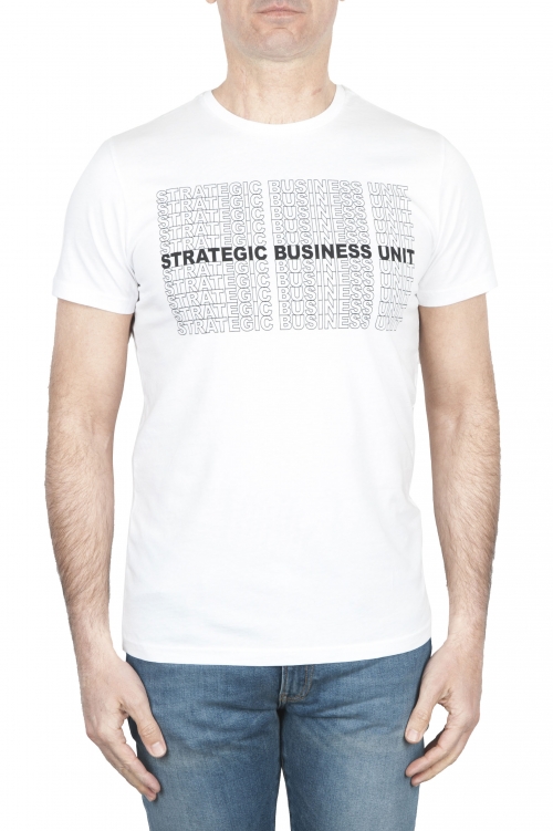 SBU 01803_19AW 手でプリントされたラウンドネックホワイトTシャツ 01
