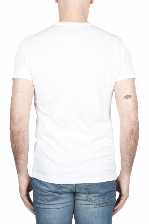 SBU 01803_19AW 手でプリントされたラウンドネックホワイトTシャツ 01