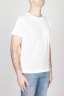 SBU - Strategic Business Unit - T-Shirt Girocollo Aperto A Maniche Corte In Cotone Fiammato Bianco