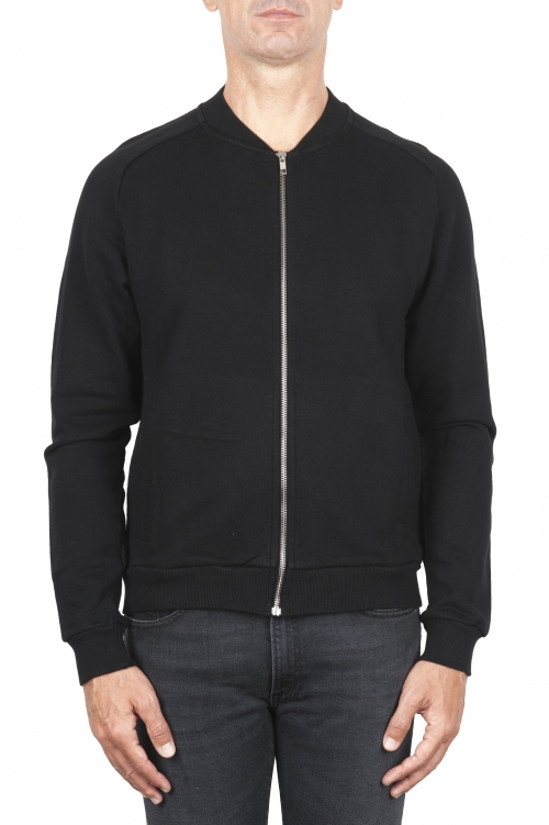 SBU 01463_19AW ブラックコットンジャージーボンバースウェットシャツ 01