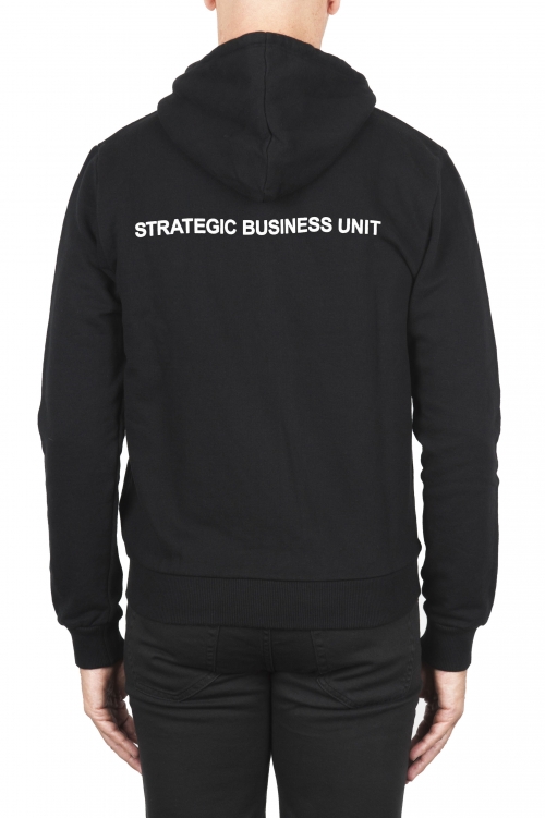 SBU 01465_19AW ブラックコットンジャージーフード付きスエットシャツ 01