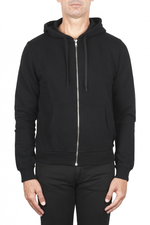 SBU 01465_19AW ブラックコットンジャージーフード付きスエットシャツ 01