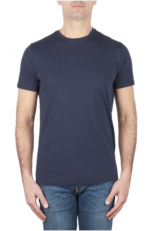 SBU 01163_19AW Clásica camiseta de cuello redondo azul marino manga corta de algodón 01