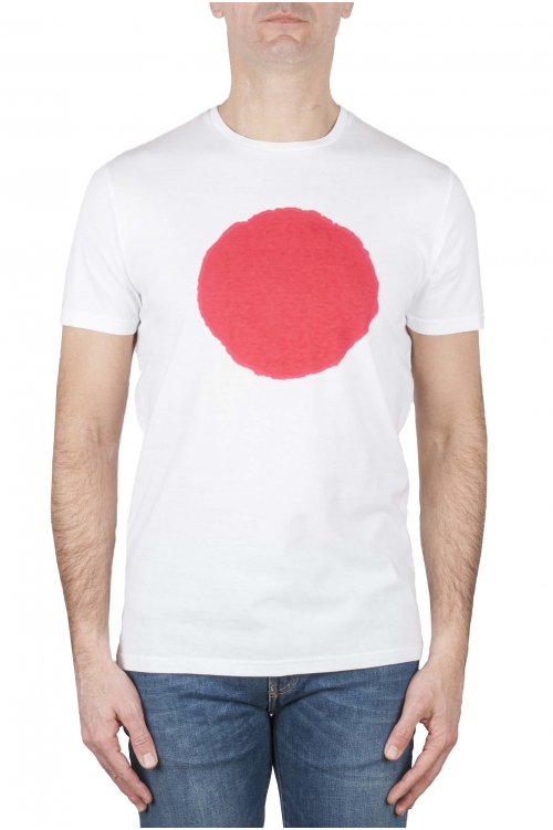 SBU 01170_19AW Shirt classique rouge et blanche col rond manches courtes en coton graphique imprimé 01