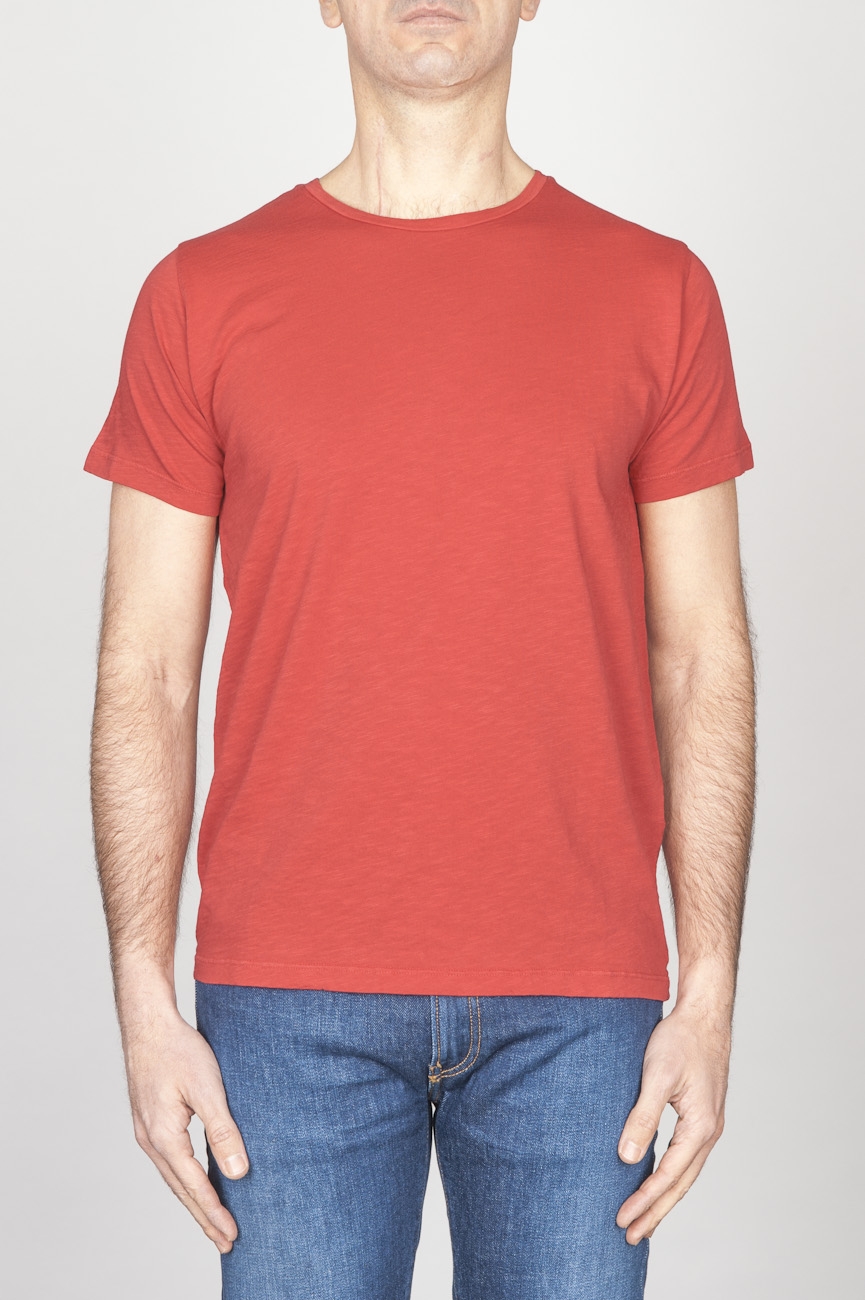 SBU - Strategic Business Unit - Classic Short Sleeve Flamed Cotton Scoop Neck T-Shirt Red