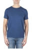 SBU 01638_19AW T-shirt girocollo aperto in cotone fiammato blu 01