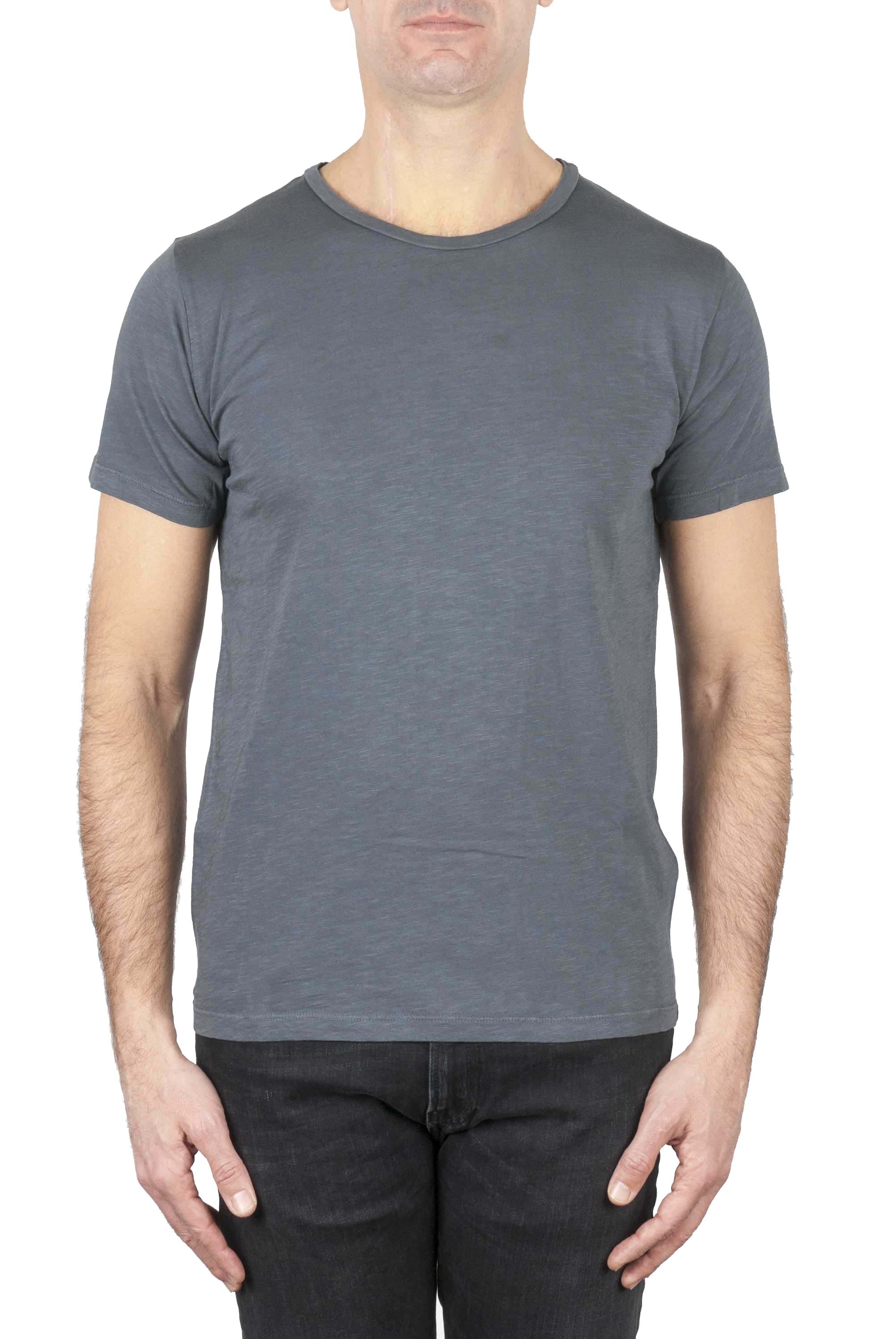SBU 01641_19AW T-shirt girocollo aperto in cotone fiammato grigio scuro 01