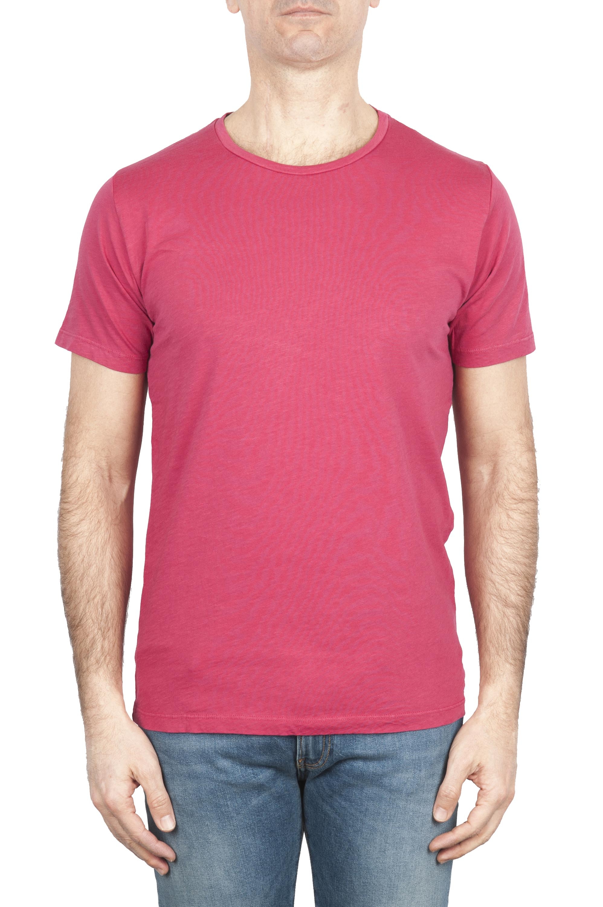 SBU 01643_19AW T-shirt girocollo aperto in cotone fiammato rossa 01