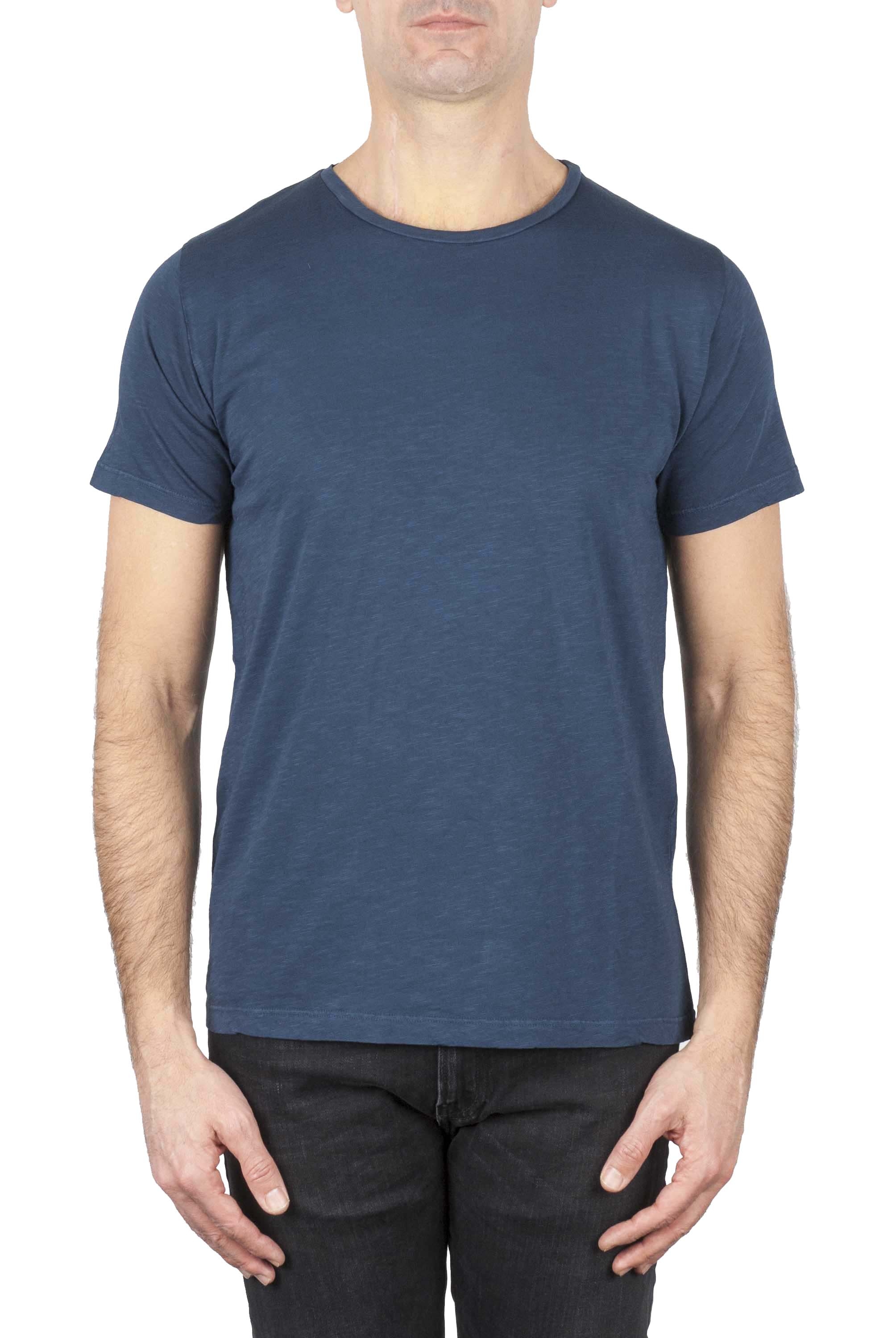 SBU 01648_19AW Camiseta de algodón con cuello redondo en color azul 01