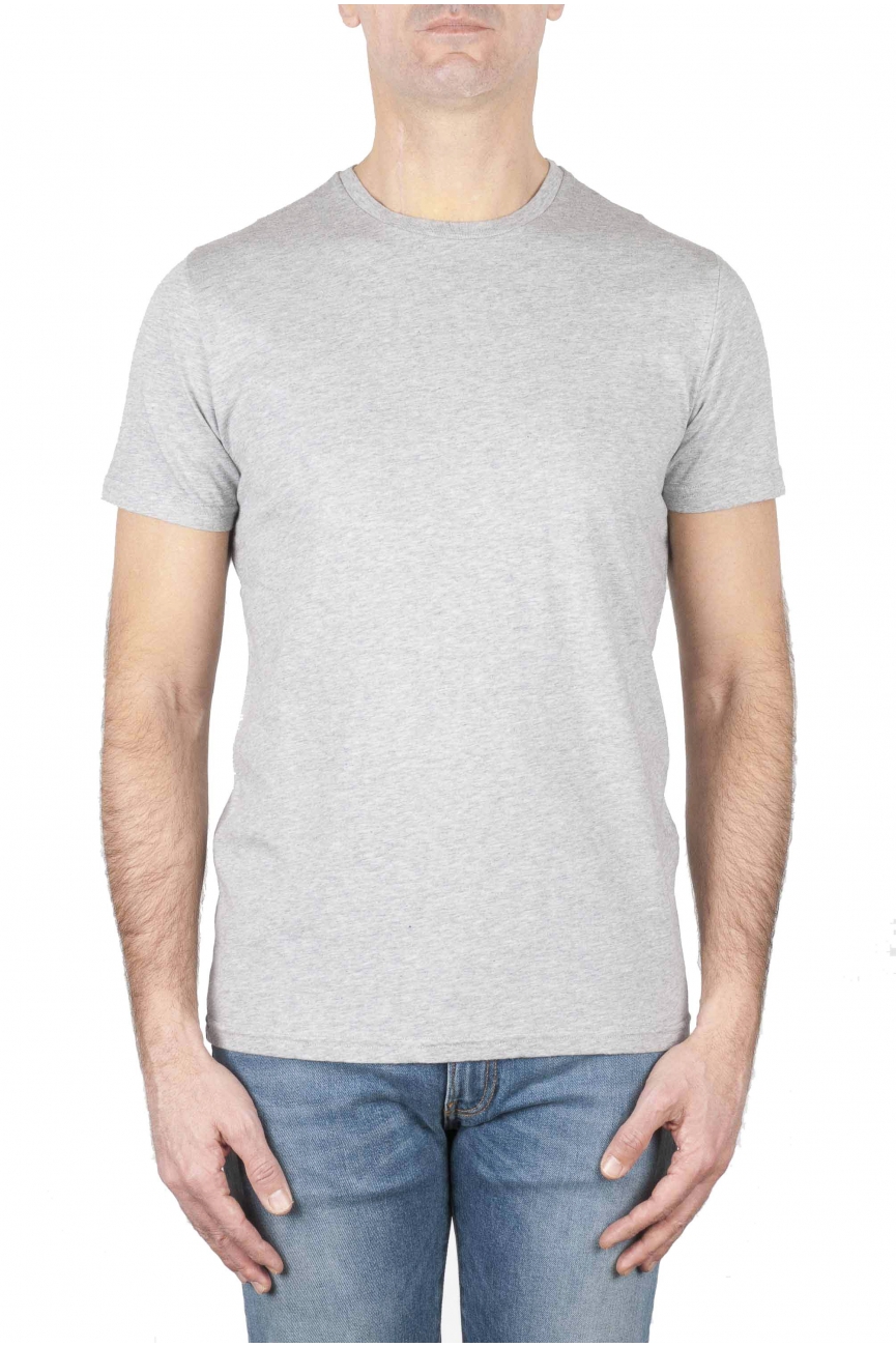 SBU 01747_19AW Clásica camiseta de cuello redondo gris melange manga corta de algodón 01