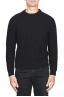 SBU 01596_19AW Pullover girocollo classico nero in pura lana a costa inglese 01