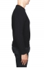 SBU 01596_19AW Pullover girocollo classico nero in pura lana a costa inglese 03