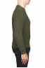 SBU 01597_19AW Suéter clásico de cuello redondo en costilla de pescador de lana pura verde 03