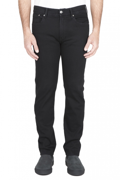 SBU 01587_19AW Natural ink dyed black stretch cotton jeans 01