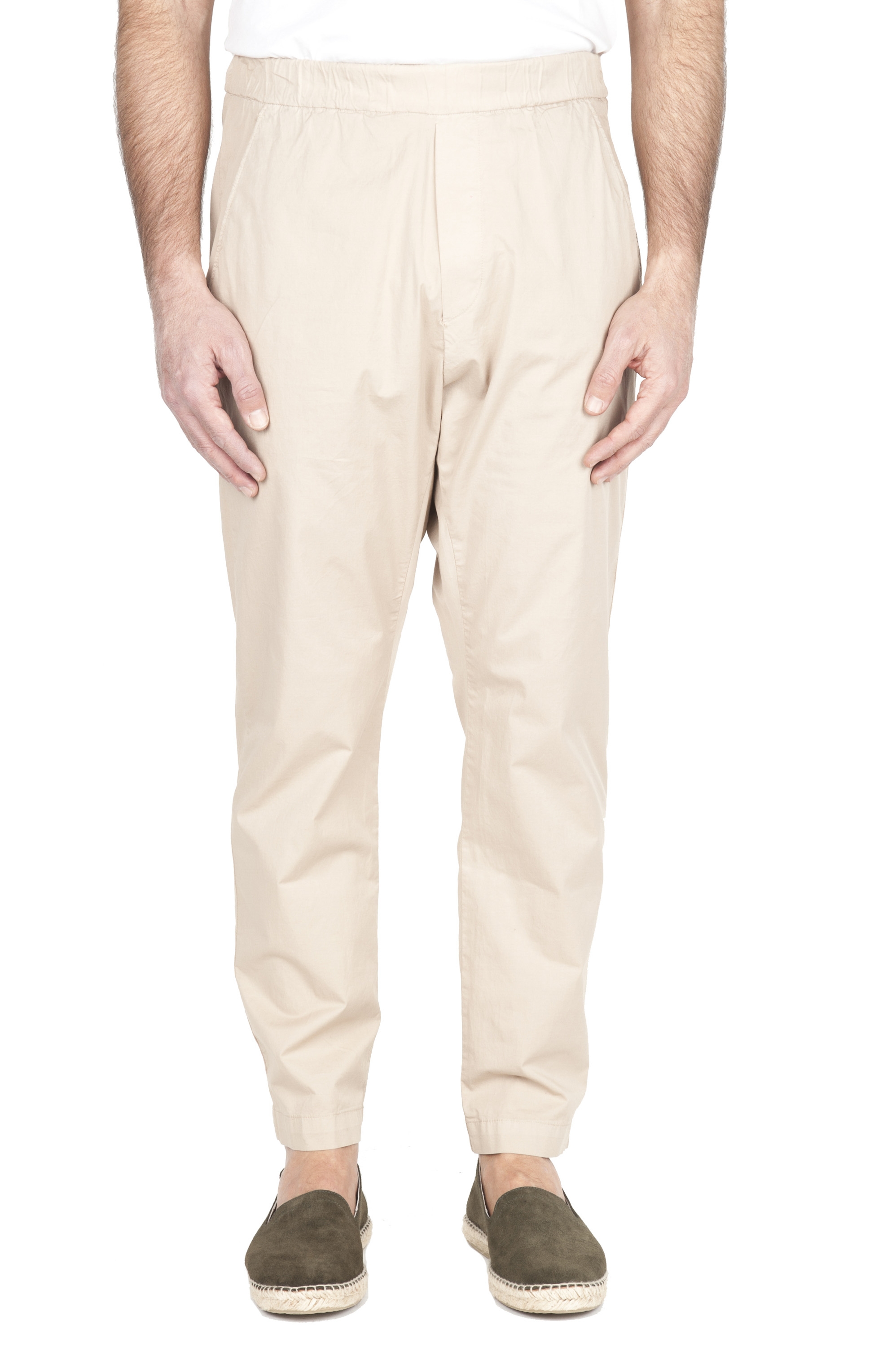 SBU 01950_2020SS Pantaloni jolly ultra leggeri in cotone elasticizzato beige 01