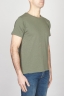 SBU - Strategic Business Unit - T-Shirt Girocollo Aperto A Maniche Corte In Cotone Fiammato Verde Militare