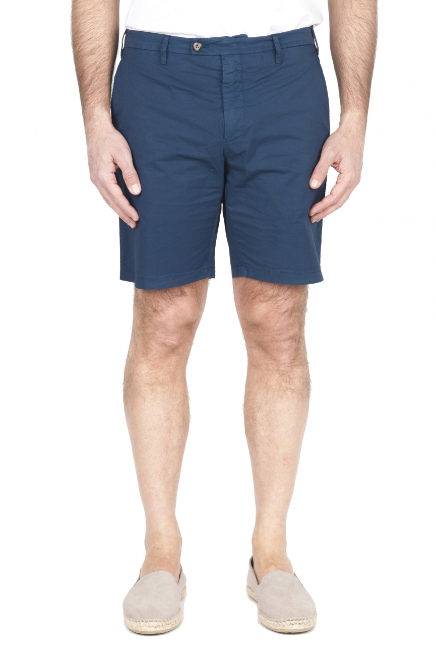 SBU 01958_2020SS Ultra-light chino short pants in blue stretch cotton 01