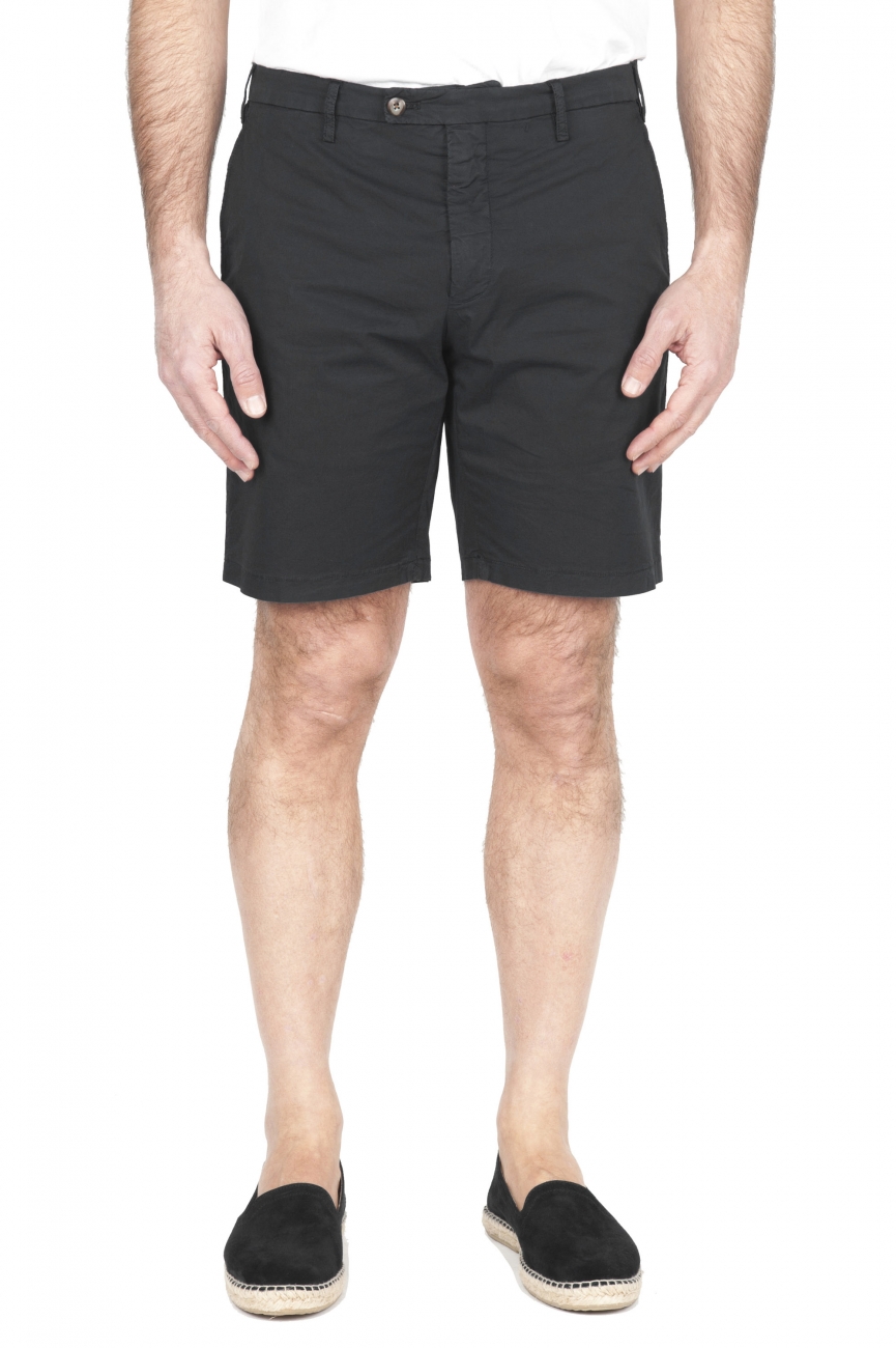SBU 01959_2020SS Ultra-light chino short pants in black stretch cotton 01