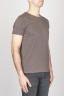 Classic Short Sleeve Flamed Cotton Scoop Neck T-Shirt Brown