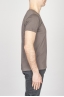Classic Short Sleeve Flamed Cotton Scoop Neck T-Shirt Brown