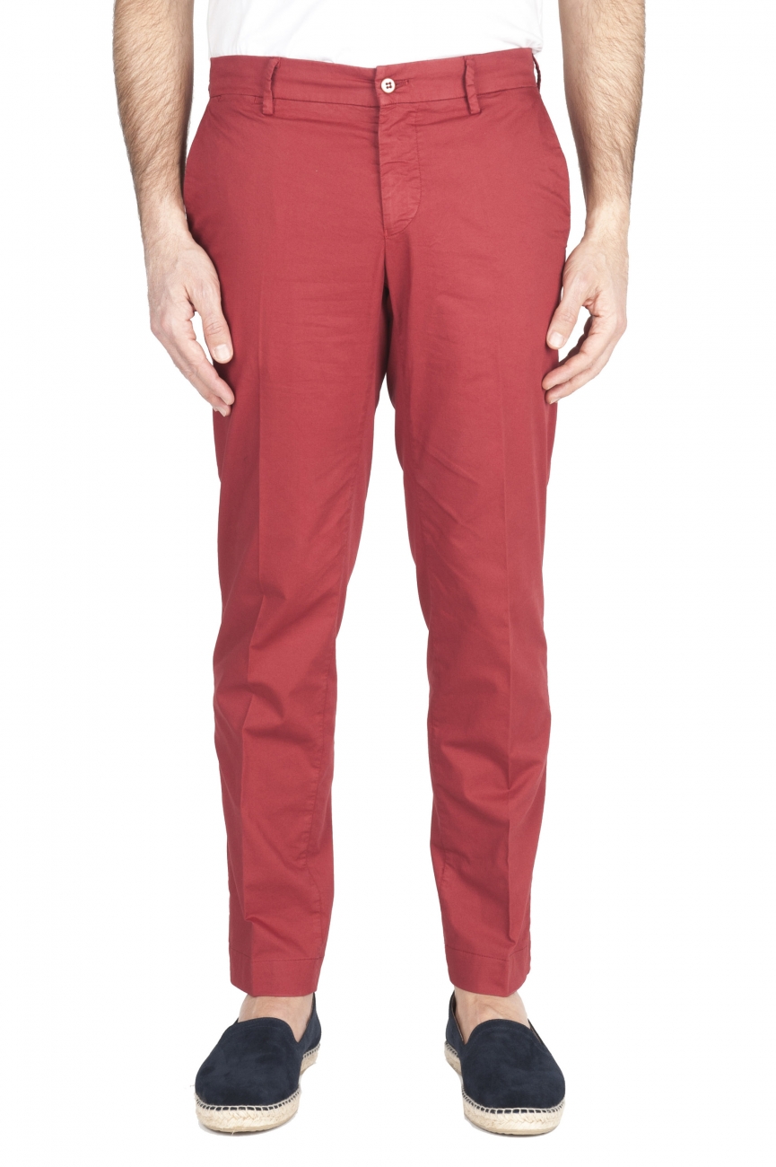 SBU 01963_2020SS Pantalón chino clásico en algodón elástico rojo 01