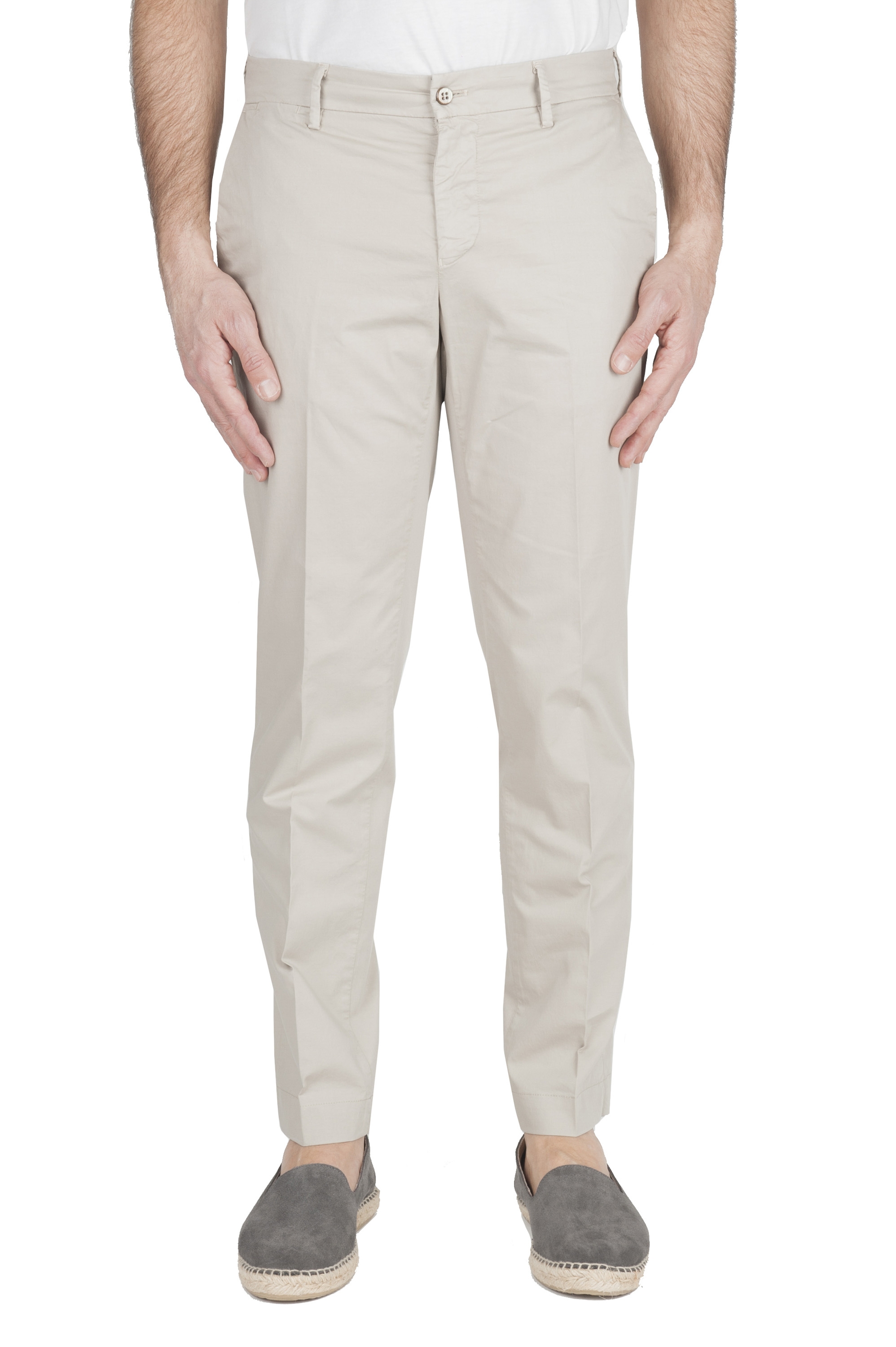 SBU 01964_2020SS Pantaloni chino classici in cotone elasticizzato beige 01
