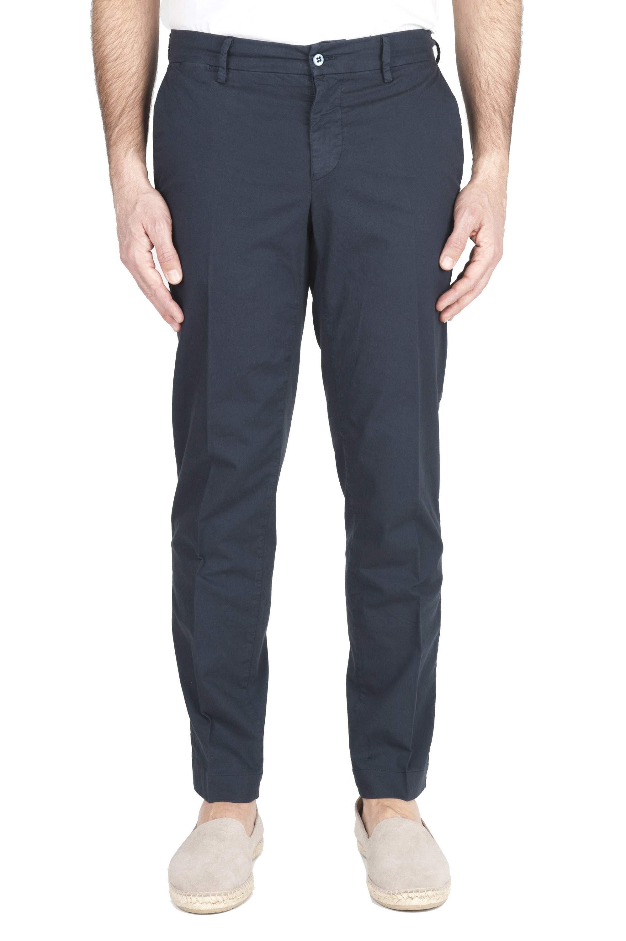 SBU 01965_2020SS Pantaloni chino classici in cotone elasticizzato blu navy 01