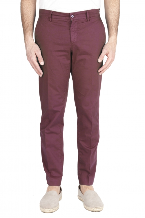 SBU 01968_2020SS Classic chino pants in dark red stretch cotton 01