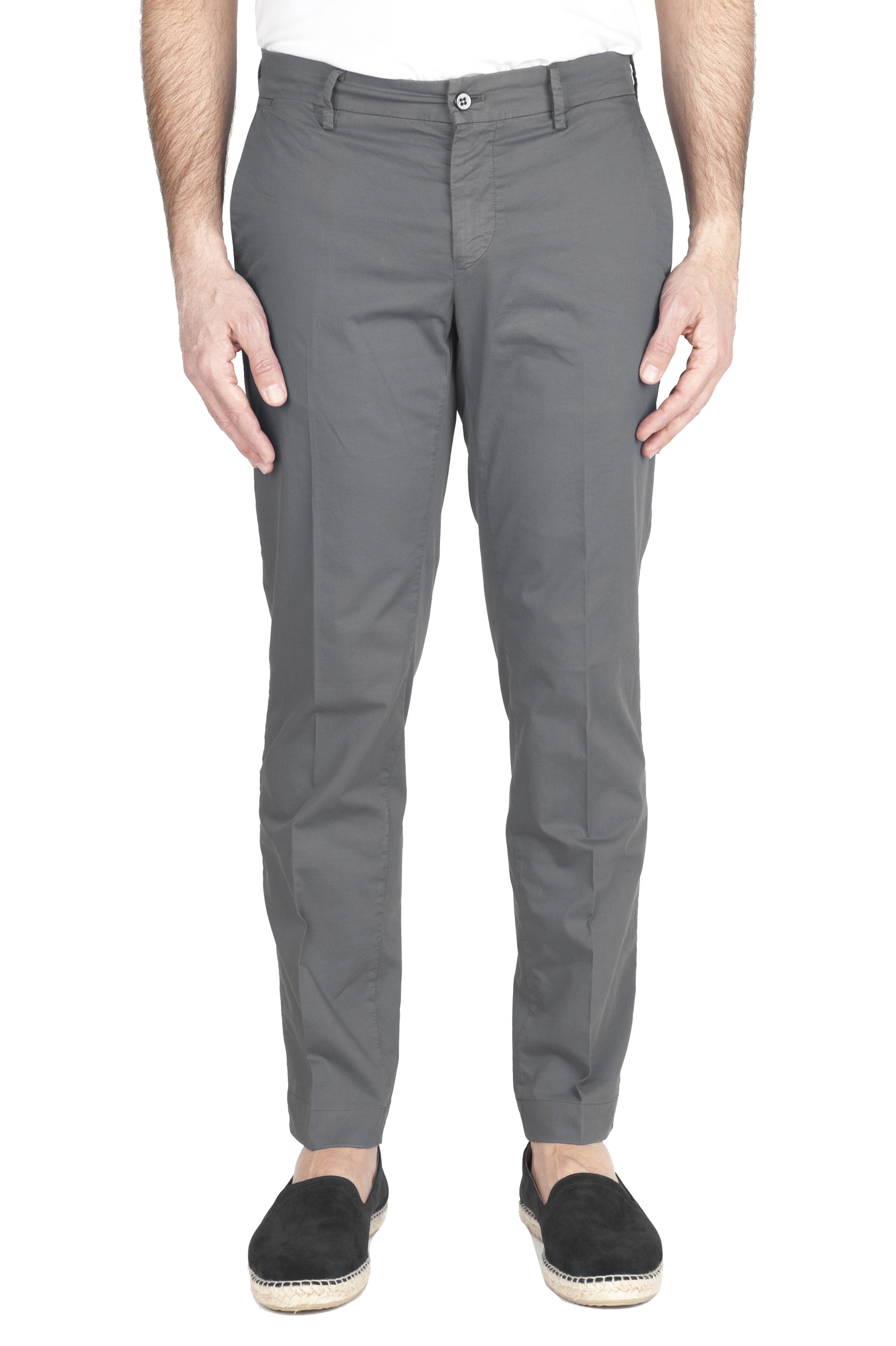 SBU 01969_2020SS Pantalón chino clásico en algodón elástico gris 01