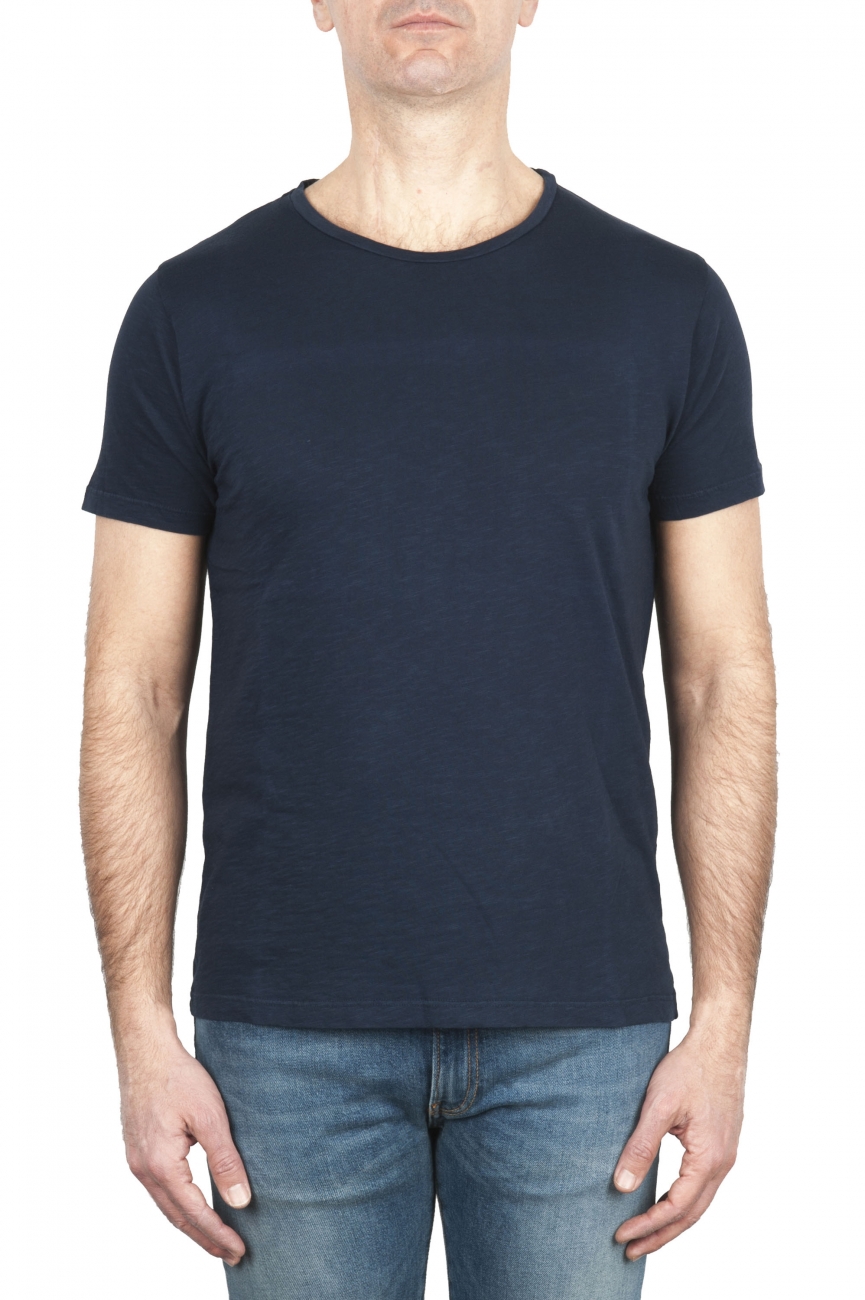 SBU 01970_2020SS T-shirt à col rond en coton flammé bleu marine 01