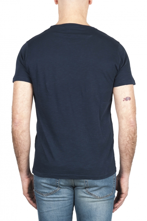 SBU 01970_2020SS T-shirt girocollo aperto in cotone fiammato blu navy 01