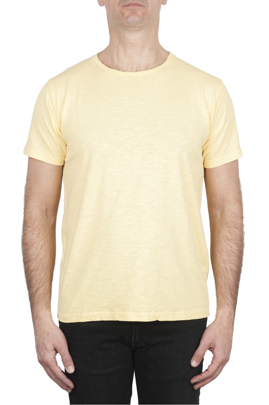 SBU 01973_2020SS T-shirt à col rond en coton flammé jaune 01