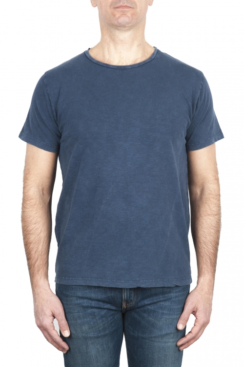 SBU 01975_2020SS T-shirt à col rond en coton flammé bleu 01