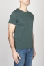 Classic Short Sleeve Flamed Cotton Scoop Neck T-Shirt Dark Green