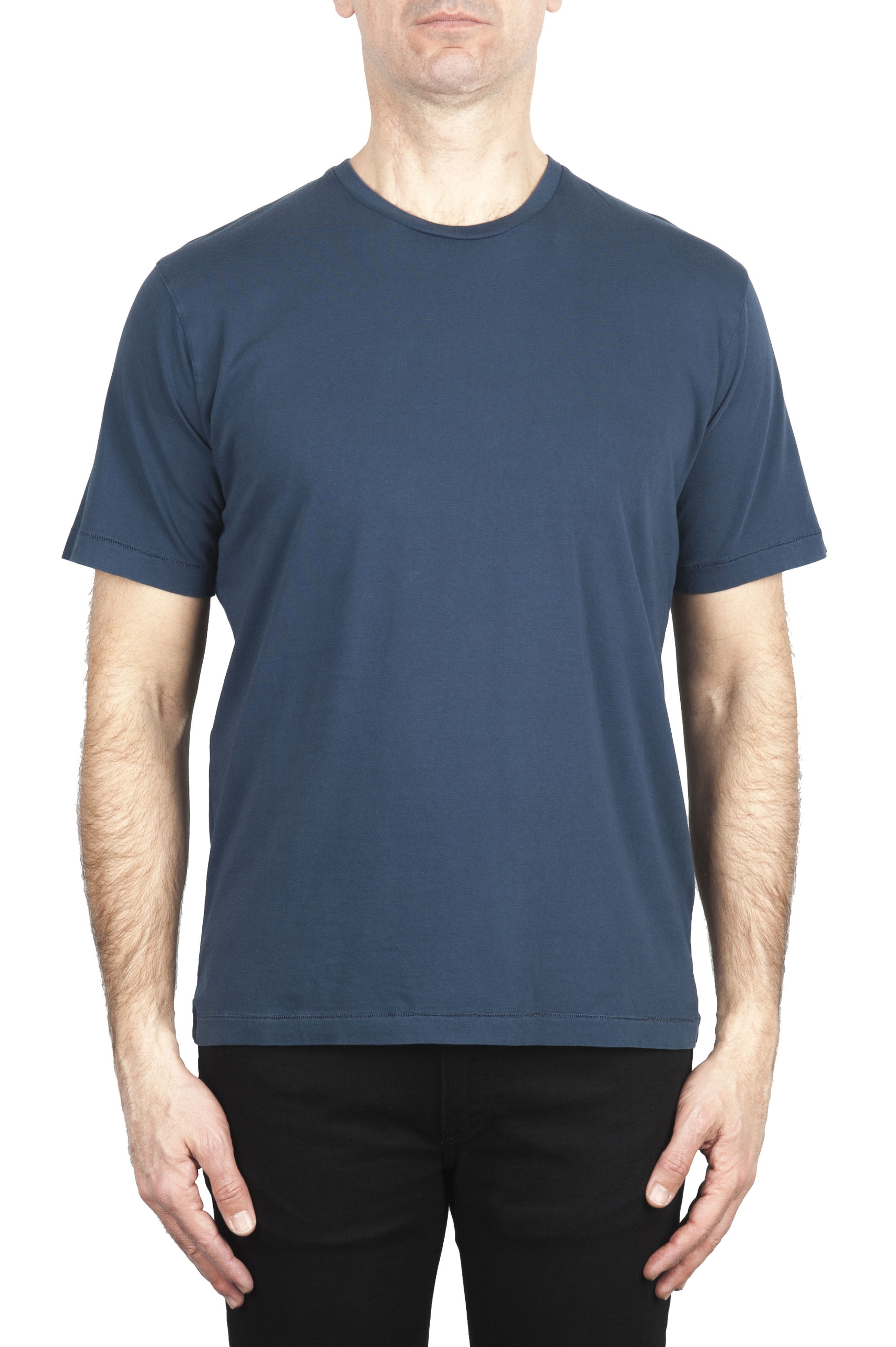 SBU 01982_2020SS T-shirt col rond en pur coton bleu 01