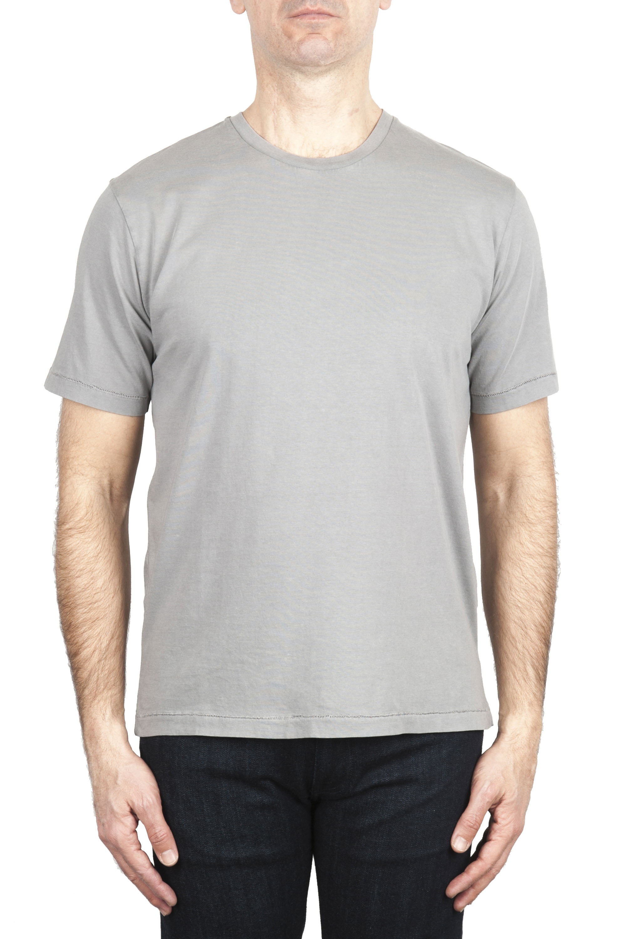 SBU 01983_2020SS Camiseta de algodón puro con cuello redondo gris 01