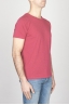 SBU - Strategic Business Unit - T-Shirt Girocollo Aperto A Maniche Corte In Cotone Fiammato Rosso Amarena