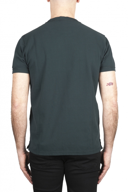 SBU 01991_2020SS T-shirt girocollo in cotone piqué verde 01