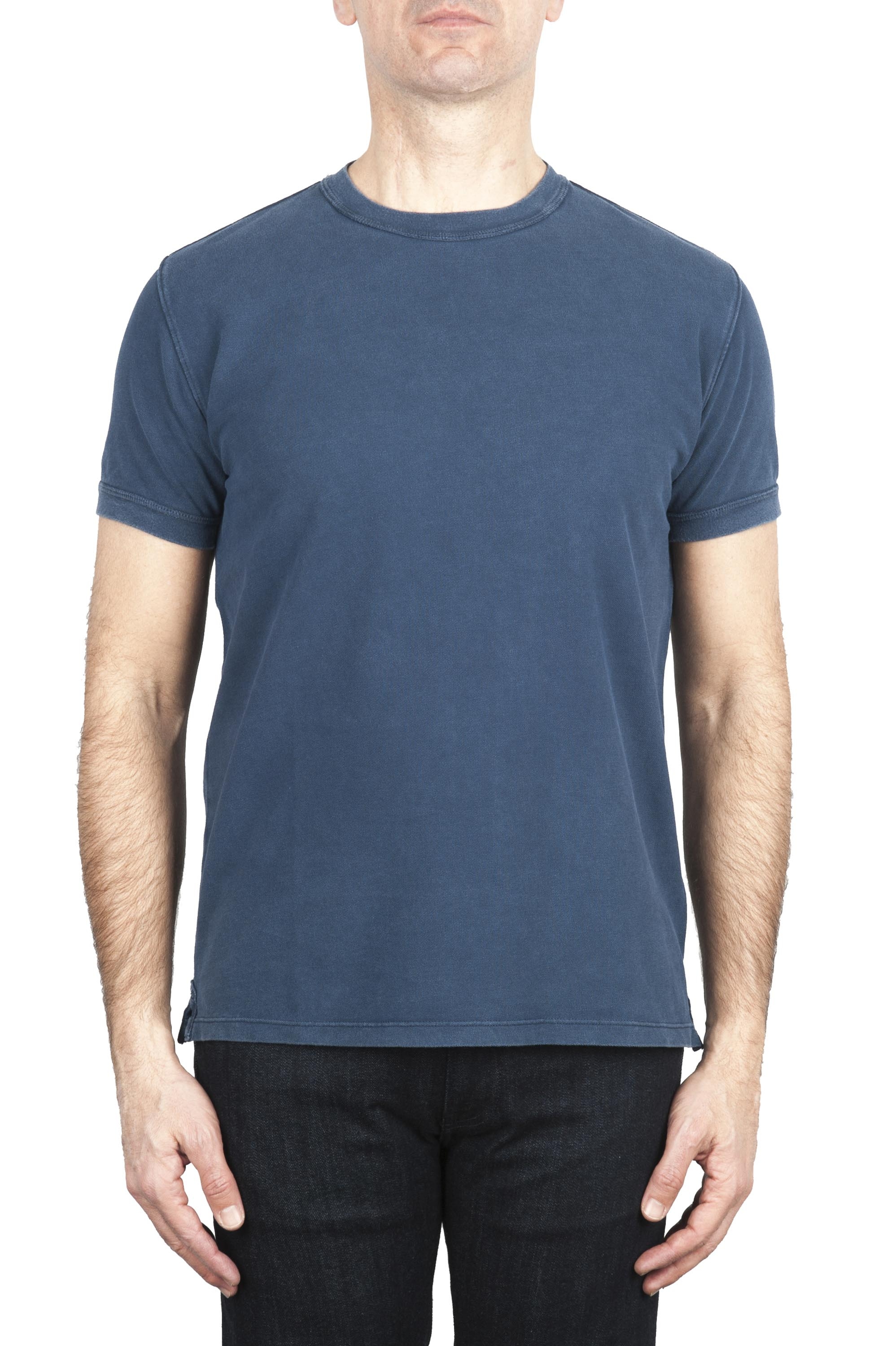 SBU 01993_2020SS T-shirt girocollo in cotone piqué blu 01