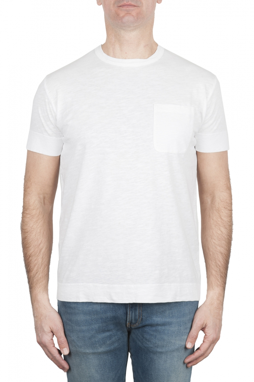 SBU 01995_2020SS T-shirt girocollo in cotone con taschino bianca 01