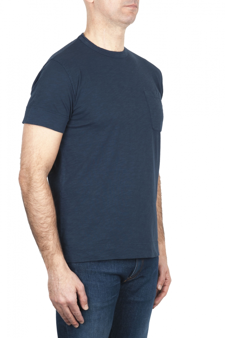 SBU 01996_2020SS Round neck patch pocket cotton t-shirt blue 02
