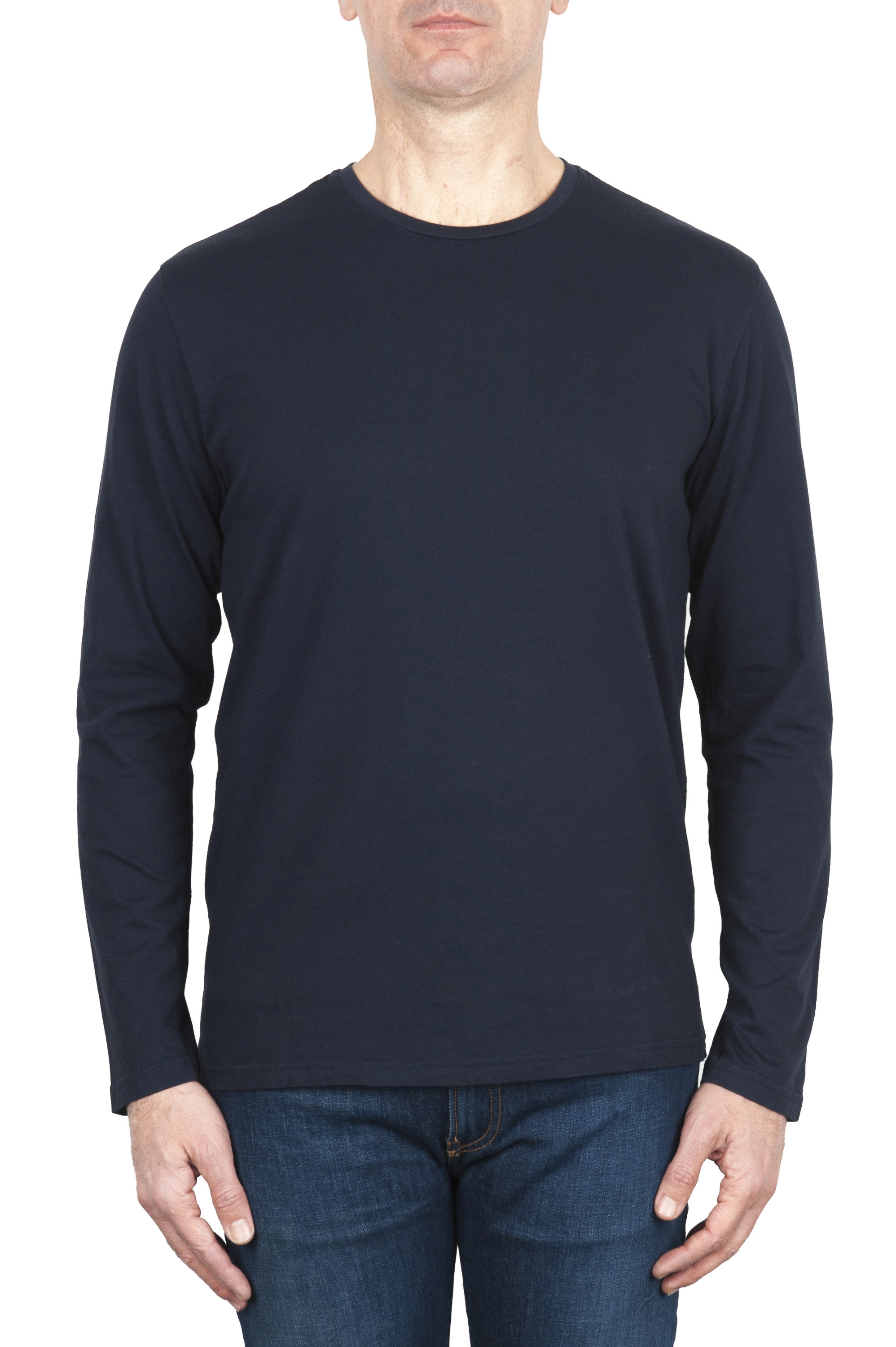 SBU 01998_2020SS Camiseta clasica de manga larga de algodón jersey azul 01